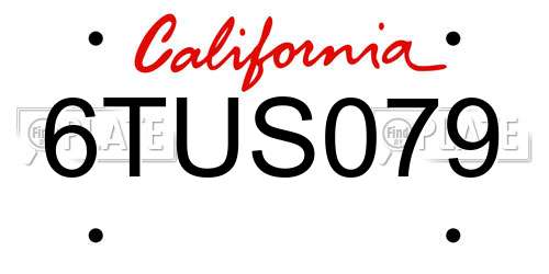 6TUS079 California License Plate