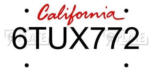 6TUX772 California License Plate