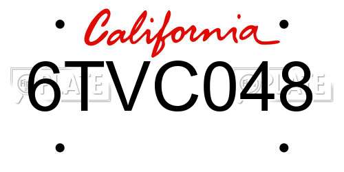 6TVC048 California License Plate