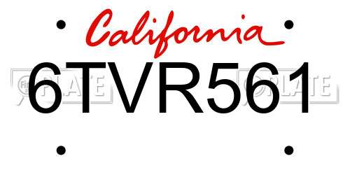 6TVR561 California License Plate
