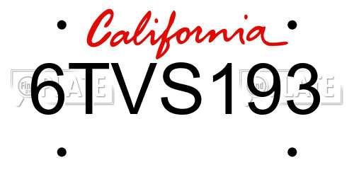 6TVS193 California License Plate