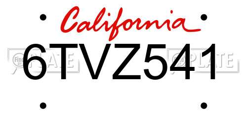 6TVZ541 California License Plate