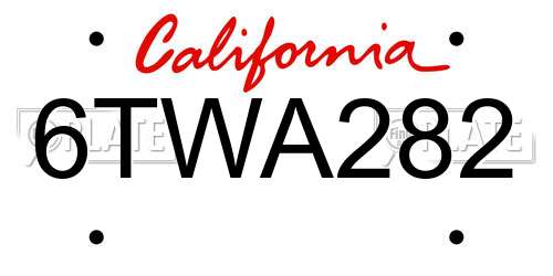 6TWA282 California License Plate