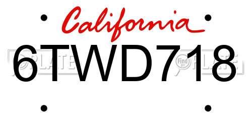 6TWD718 California License Plate