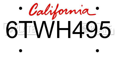 6TWH495 California License Plate
