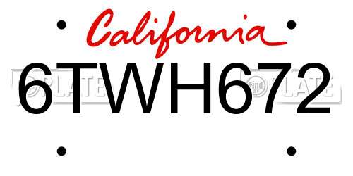 6TWH672 California License Plate