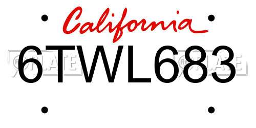 6TWL683 California License Plate