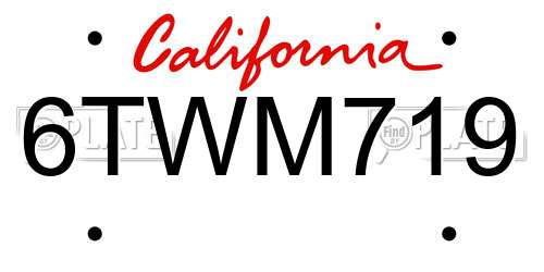 6TWM719 California License Plate