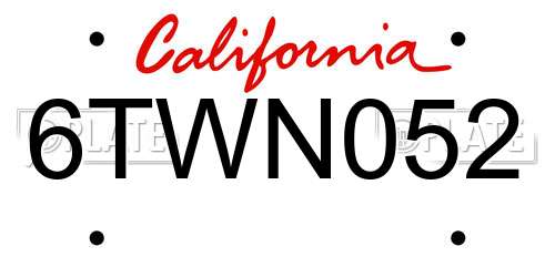 6TWN052 California License Plate