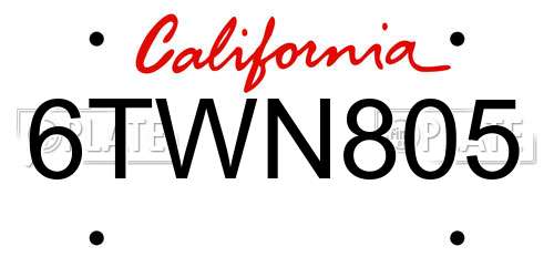 6TWN805 California License Plate