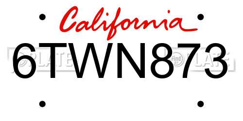 6TWN873 California License Plate