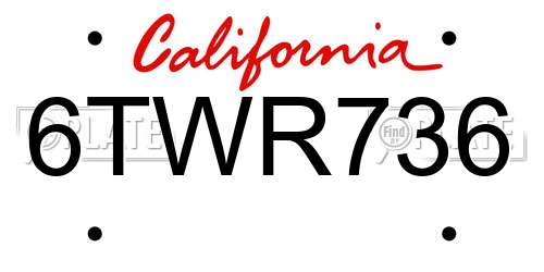 6TWR736 California License Plate
