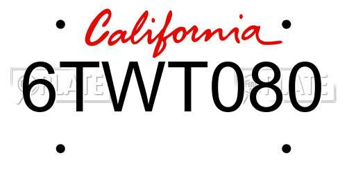 6TWT080 California License Plate