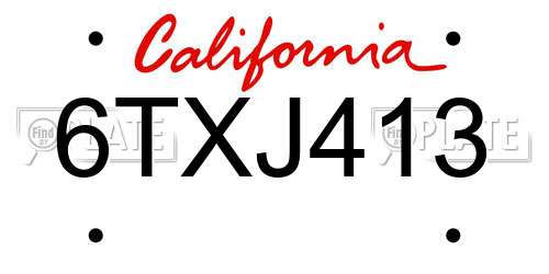 6TXJ413 California License Plate