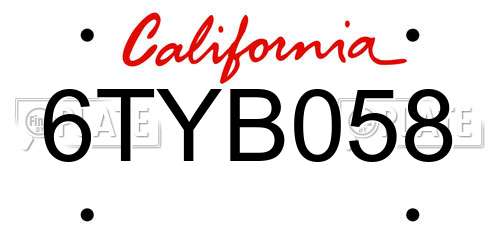 6TYB058 California License Plate