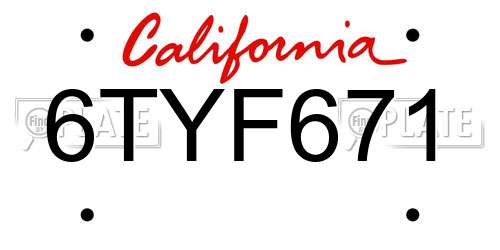6TYF671 California License Plate