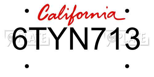 6TYN713 California License Plate