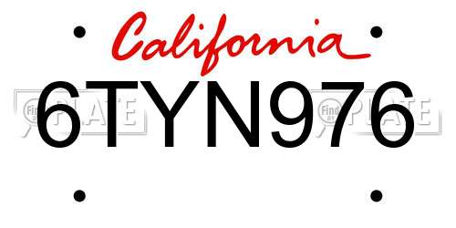 6TYN976 California License Plate