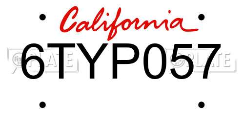 6TYP057 California License Plate