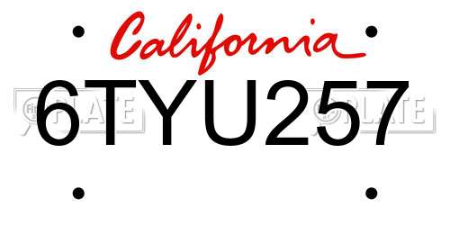 6TYU257 California License Plate
