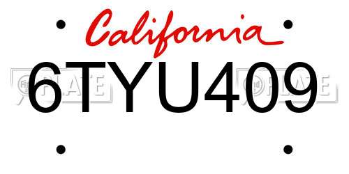 6TYU409 California License Plate
