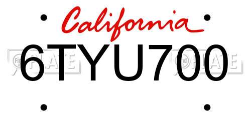 6TYU700 California License Plate