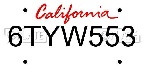 6TYW553 California License Plate