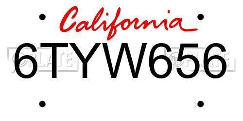 6TYW656 California License Plate