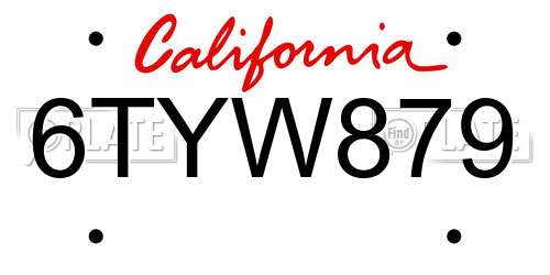 6TYW879 California License Plate