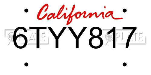 6TYY817 California License Plate