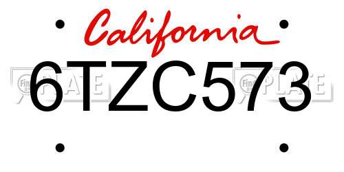 6TZC573 California License Plate