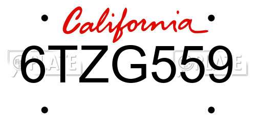 6TZG559 California License Plate