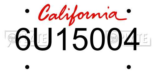 6U15004 California License Plate