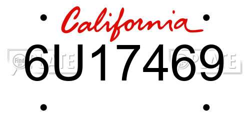 6U17469 California License Plate