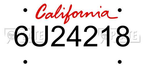 6U24218 California License Plate