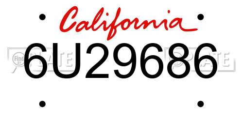 6U29686 California License Plate