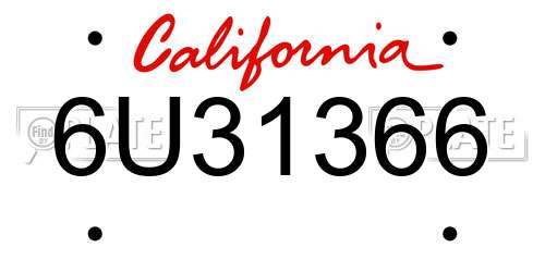 6U31366 California License Plate