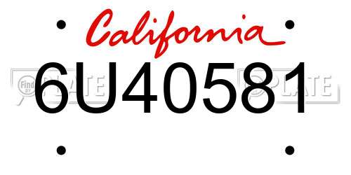 6U40581 California License Plate