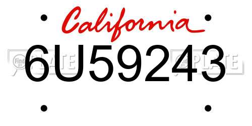 6U59243 California License Plate