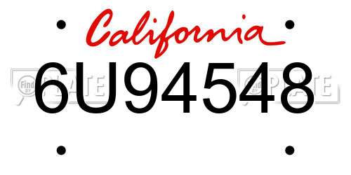 6U94548 California License Plate