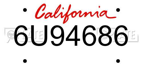 6U94686 California License Plate