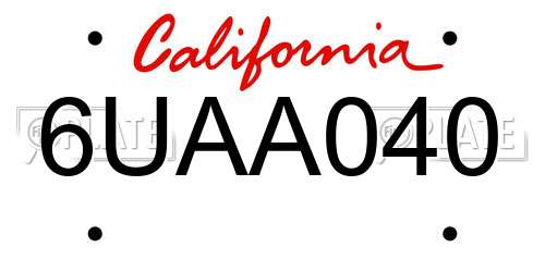 6UAA040 California License Plate