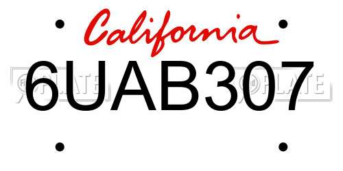 6UAB307 California License Plate