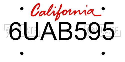 6UAB595 California License Plate
