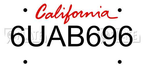 6UAB696 California License Plate