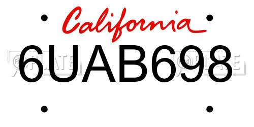 6UAB698 California License Plate