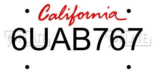 6UAB767 California License Plate