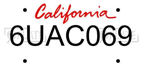 6UAC069 California License Plate
