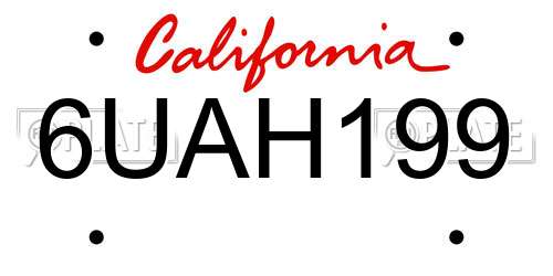 6UAH199 California License Plate