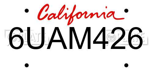 6UAM426 California License Plate